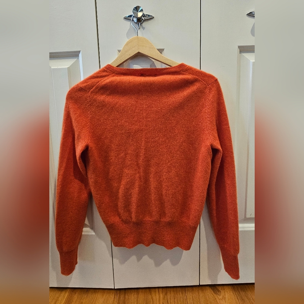 Lord & Taylor, XS, 100% Cashmere Orange Cardigan - Picture 3 of 13